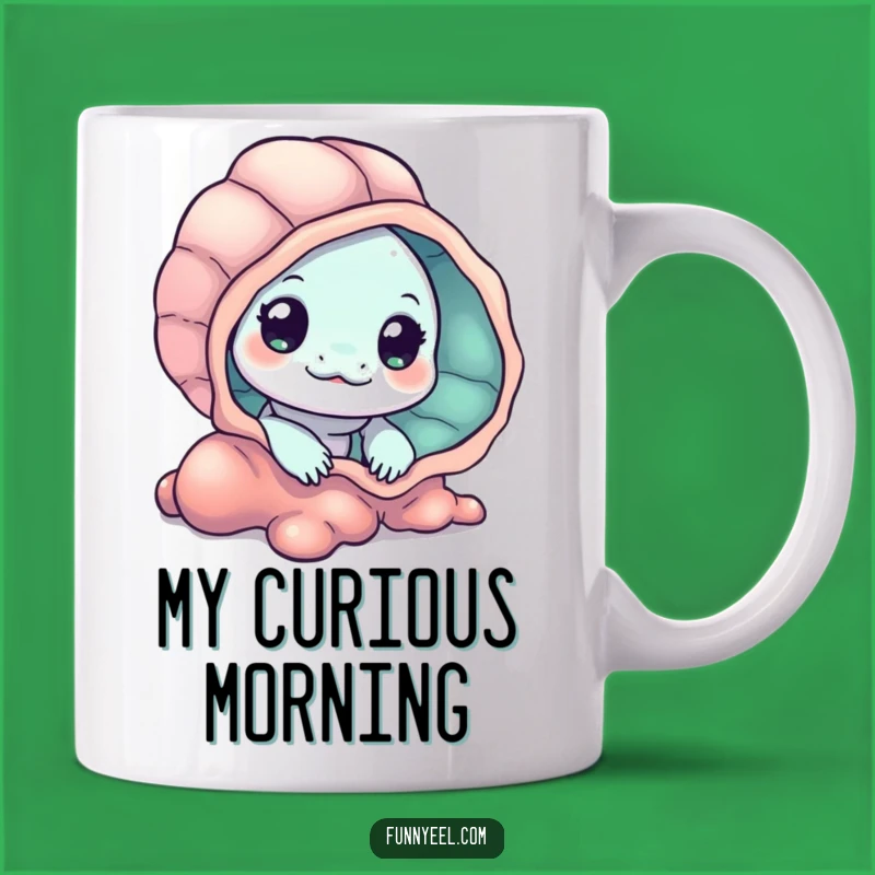 Curious Kawaii Eel Seashell Mug: Adorable Underwater Design, Perfect Gift for the Inquisitive