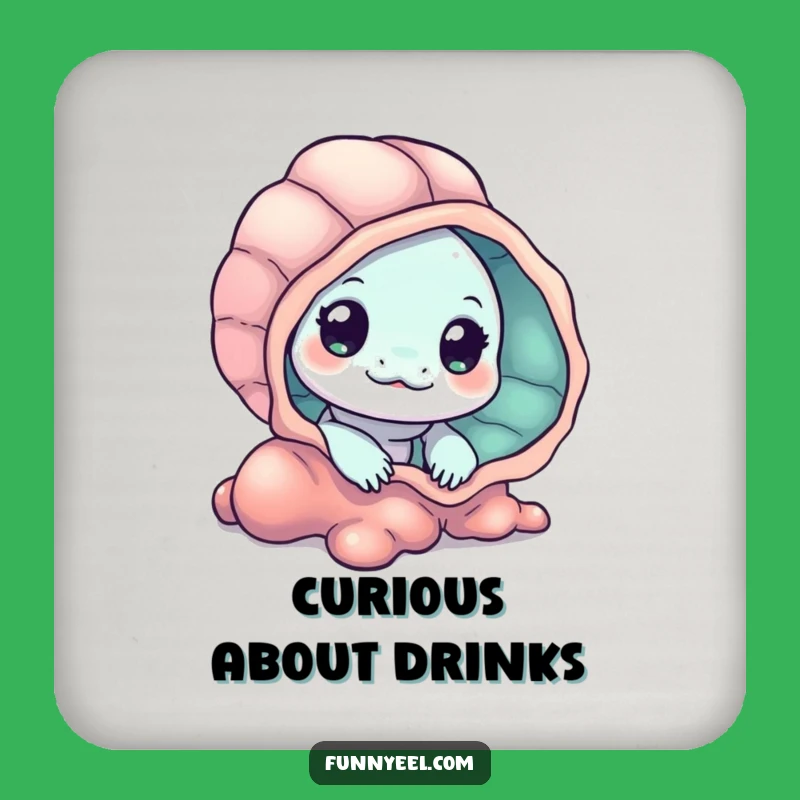 Curious Kawaii Eel Seashell Coasters: Set of 4, Funny Gift for Tables and Nautical Homes