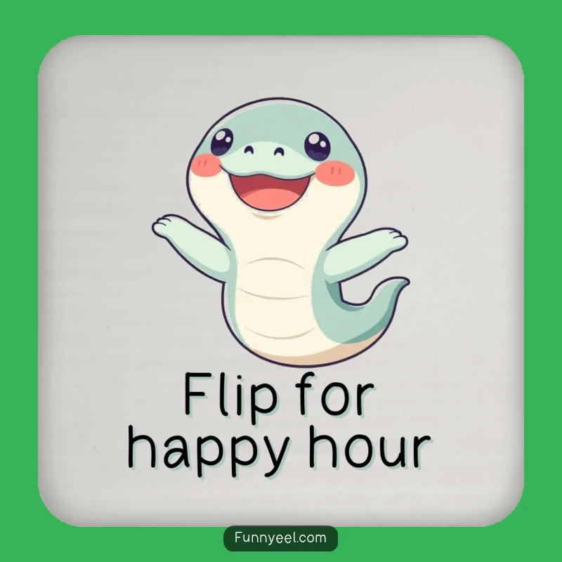 Funny Kawaii Eel Flip Drink Coaster: Protect Surfaces with Hilarious Charm