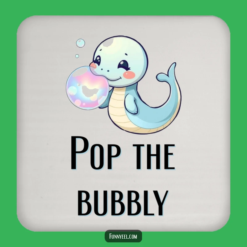 Playful Kawaii Eel Bubble Ring Coasters: Set of 4, Funny Gift for Tables and Whimsical Homes