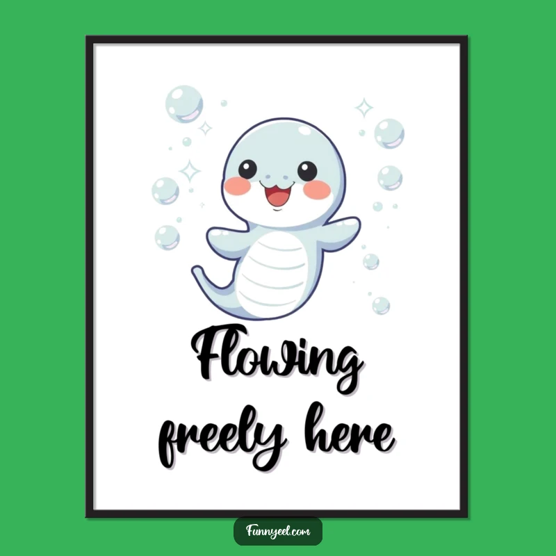 Joyful Kawaii Eel Bubble Poster: Underwater Wall Art and Funny Gift for Aquatic Enthusiasts