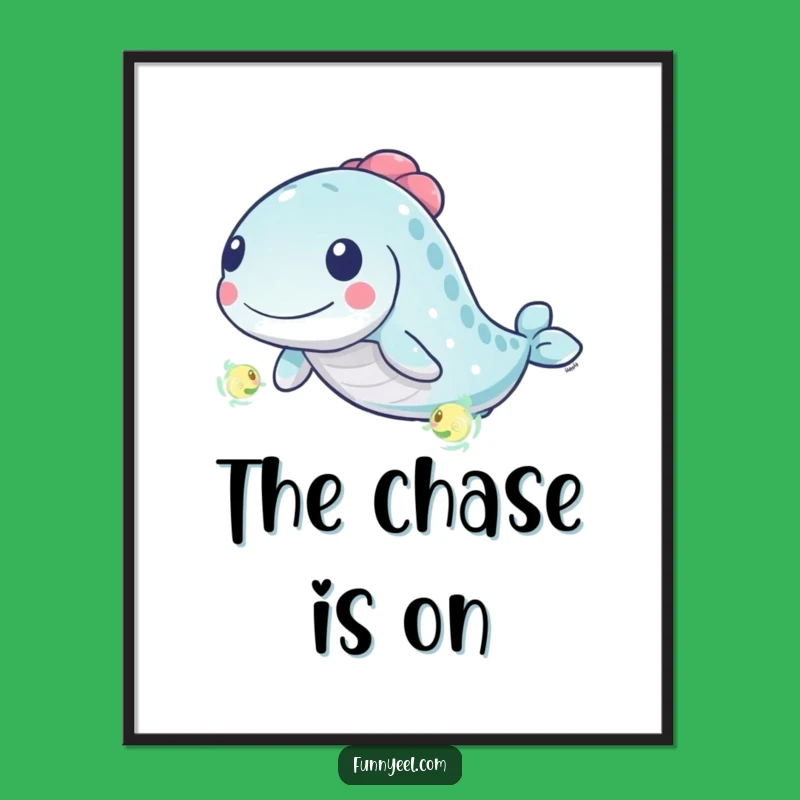 Funny Kawaii Eel Plankton Chase Poster: Vibrant Art & Delightful Gift
