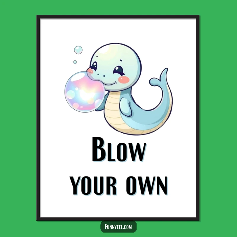 Whimsical Kawaii Eel Bubble Ring Poster: Playful Wall Art and Funny Gift for Dreamers