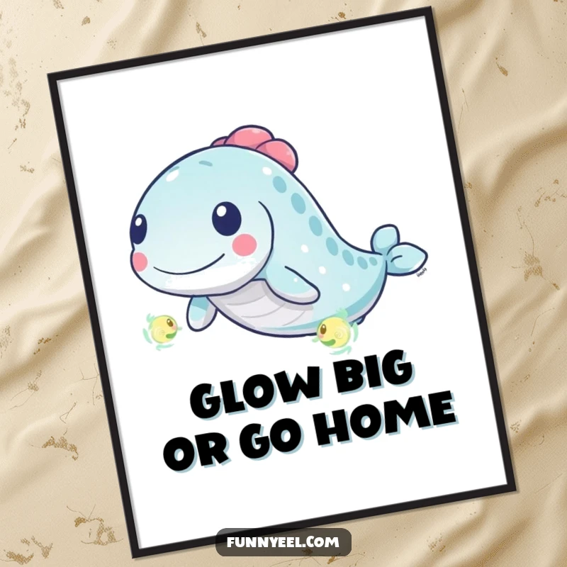 Funny Free Printable Wall Art: A kawaii eel in energetic, swirling motion, chasing a tiny, glowing plankton.